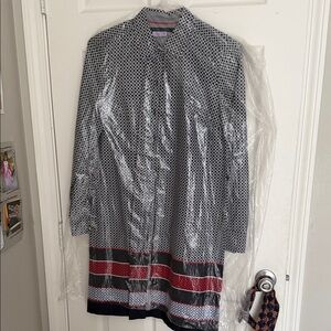 Tommy Hilfiger Black and Red Geometric Long Sleeve Dress